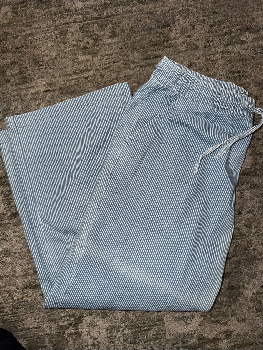Fashion Nova Striped Pull On Wide Leg Jeans - Light Blue